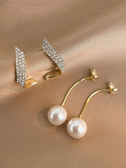 Gold-Plated Crystal – with Elegant Detailing Pearl Earrings