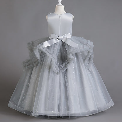 Sequin Solid Girls' Kids Color Dress Sleeveless Party