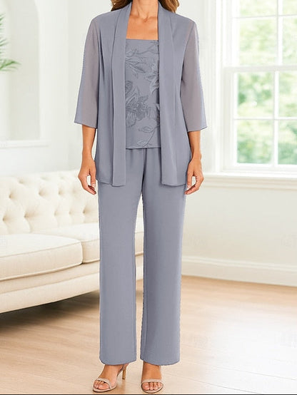Elegant Pantsuit the Piece Bride Simple 3 Dress of Mother