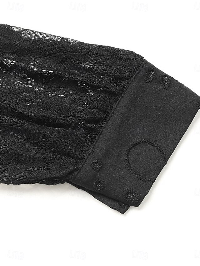 Women's Casual Shirt Button Up Shirt Blouse Lace Eyelet