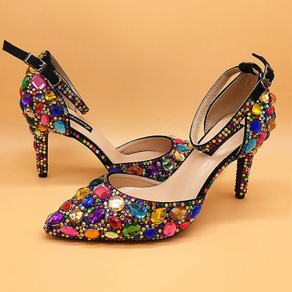 Heel High Multicolor with Rhinestone Women's Wedding Shoes