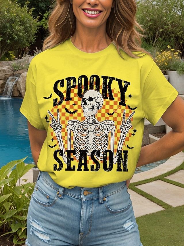 Women's T Shirt Skulls Graphic Cat Vintage Stylish Classic