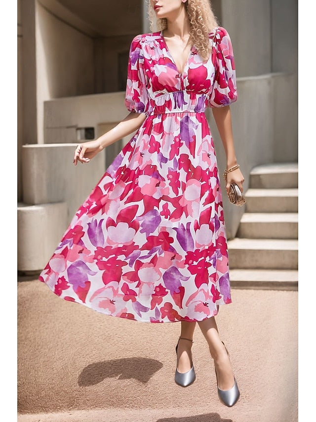 Women's Midi Dress Graduation Dress Floral Dress Fashion