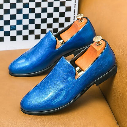 Shiny Loafers – Slip-On Metallic Men's Fashionable Gold