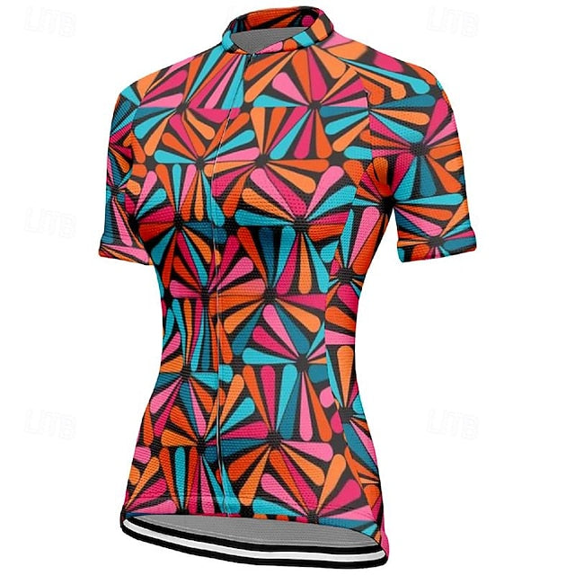 Women's Cycling Jersey Leaf Short Sleeve Bike Tee Tshirt