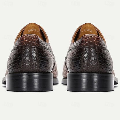 Print Genuine Men’s – Shoes Leather Elegant Crocodile Oxford