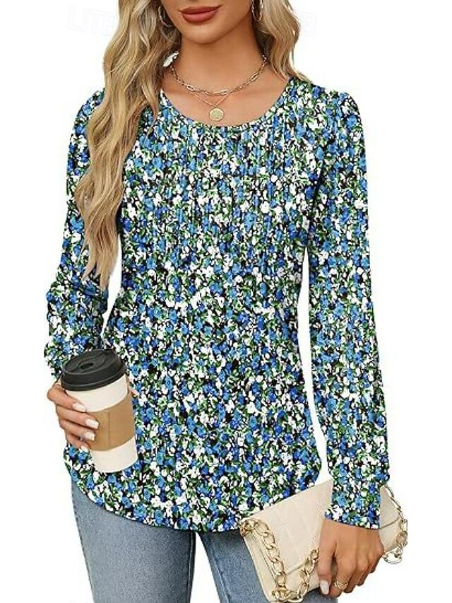 Women's Shirt Blouse Ruched Solid Color Basic Casual Long