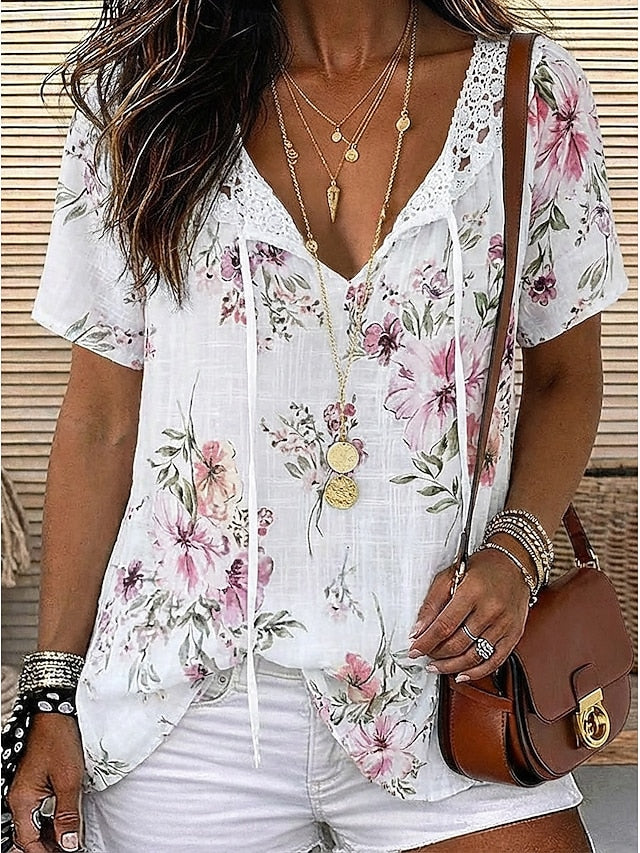 Women's Blouse Chiffon Tops Lace Tops Lace Floral Stylish