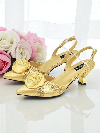 and Matching Women's Heels - Slingback Gold Set Clutch