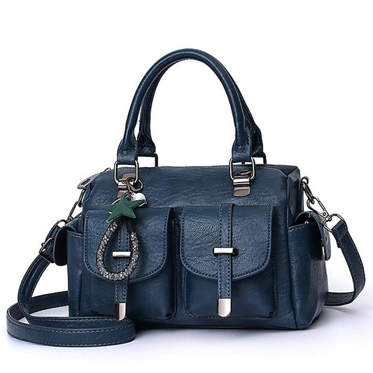 Stylish Large – Women's Blue Leather Handbag Faux
