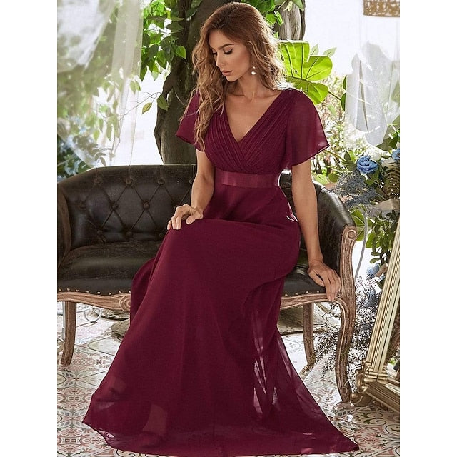 A-Line Ruched Wedding Guest Dress Beach Wedding Elegant Formal