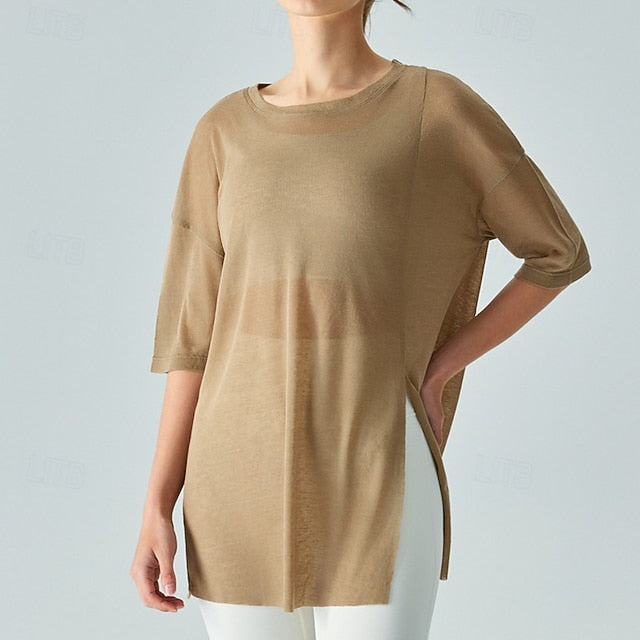 Women's Sports shirts pilates top Sports Top Crew Neckline