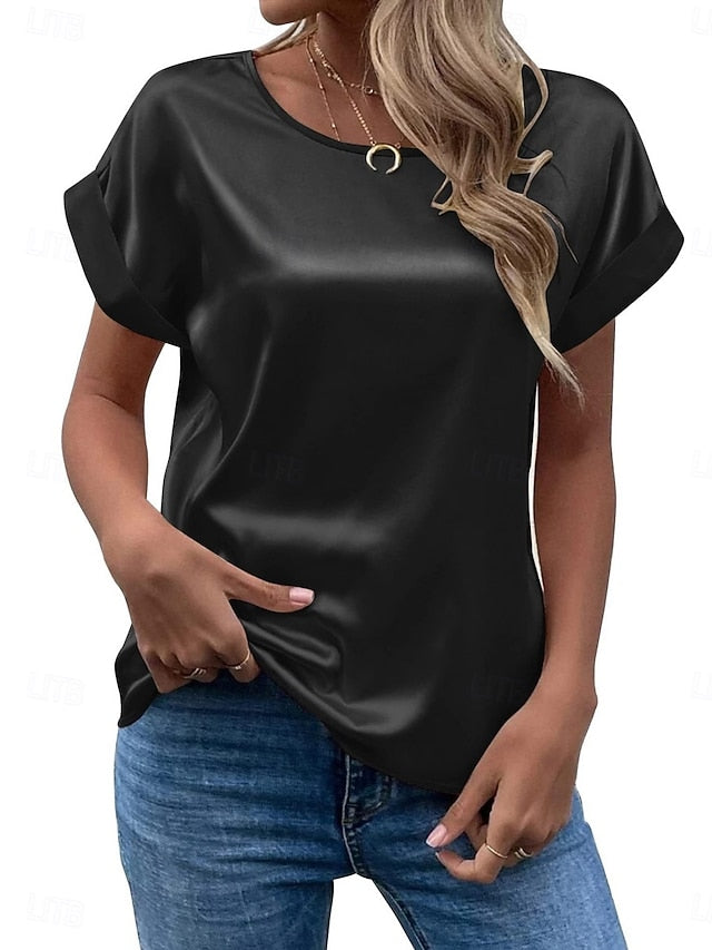 Women's T Shirt Plain Fashion Basic Modern Short Sleeve