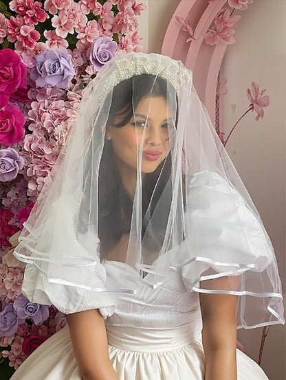'BRIDE' with Headband Veil – Pearl-Embellished