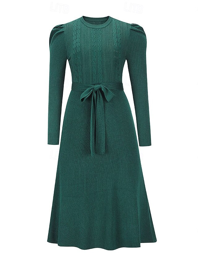 Women's Sweater Dress Fashion Elegant Dress Solid Color