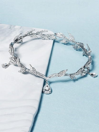 Gold Gemstone with Headpiece Leaf Vintage Blue – Drops