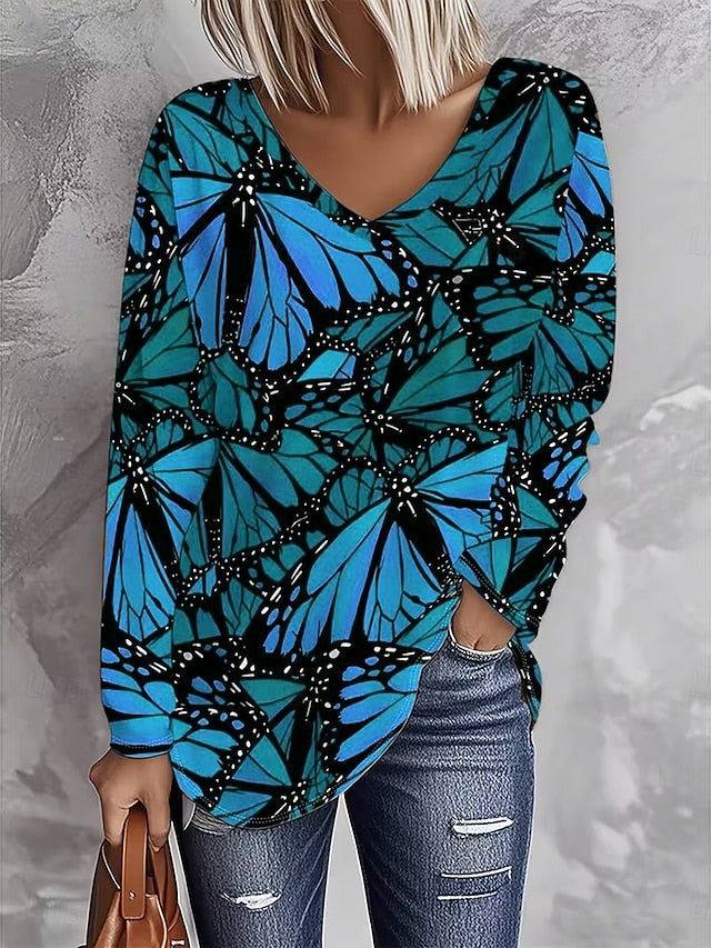 Women's T Shirt Graphic Butterfly Vintage Stylish Casual
