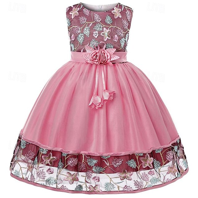 Flower 3D Girl Party Sleeveless Girls' Dress