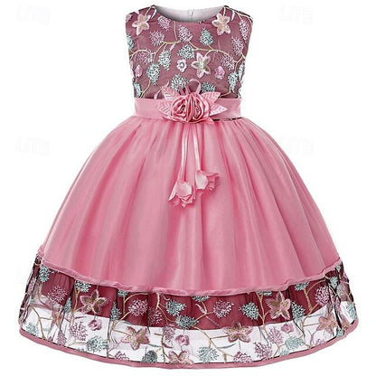 Flower 3D Girl Party Sleeveless Girls' Dress
