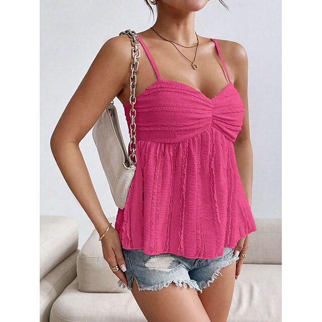Women's Camisole Tank Top Ruched Solid Color Daily Stylish