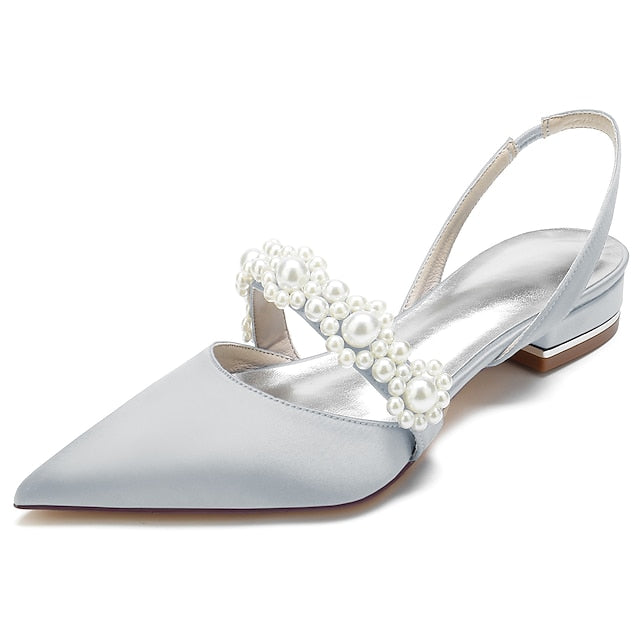 White Pearl Women's Satin with Elegant Shoes