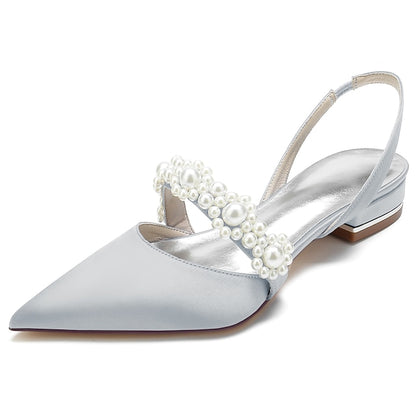 White Pearl Women's Satin with Elegant Shoes