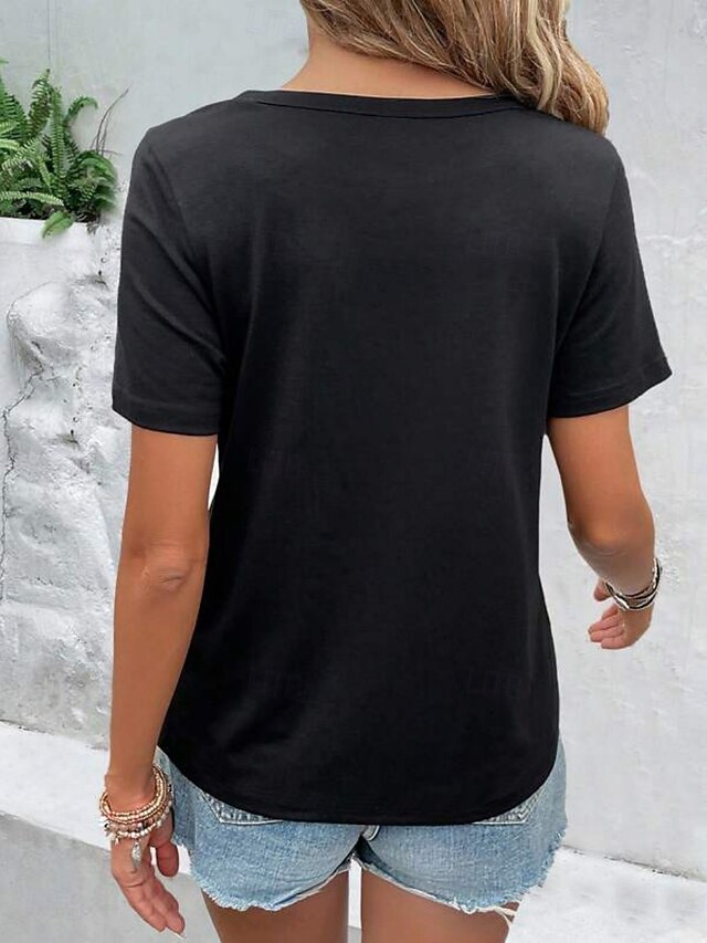 Women's T Shirt Tee Top Cut Out Plain Fashion Stylish