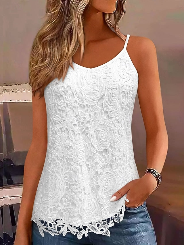 Women's Lace Tops Lace Patchwork Plain Elegant Fashion