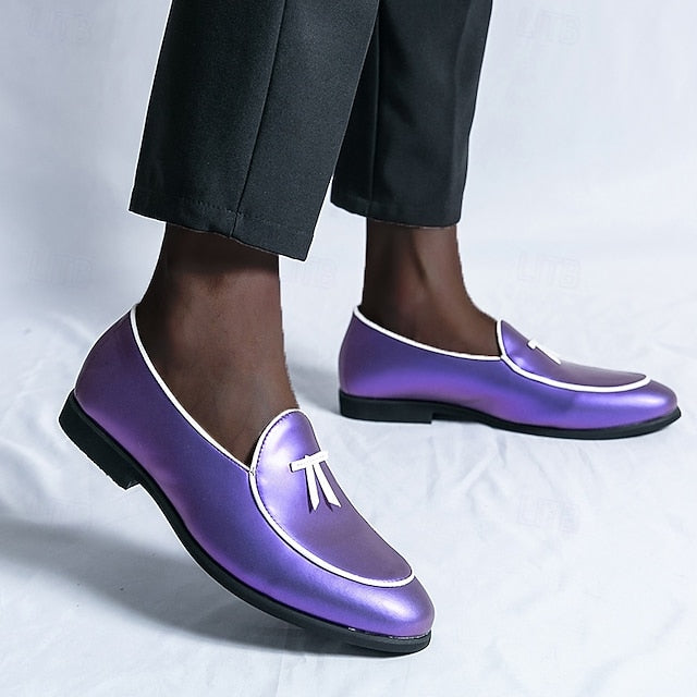 Patent Faux with Trim Loafers Yellow Men's Leather Black