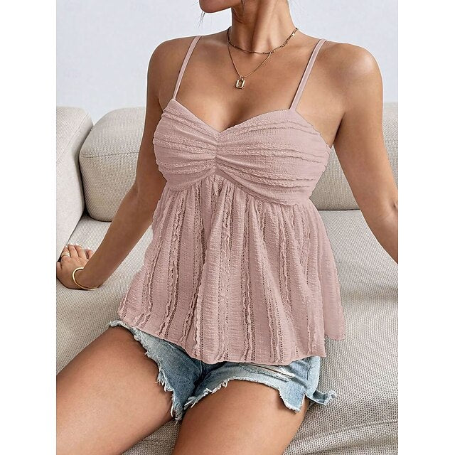Women's Camisole Tank Top Ruched Solid Color Daily Stylish