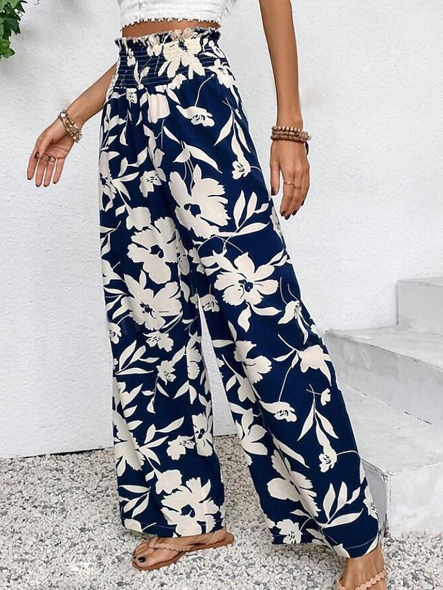 Women's Slacks Pants Trousers Boho Full Length Natural