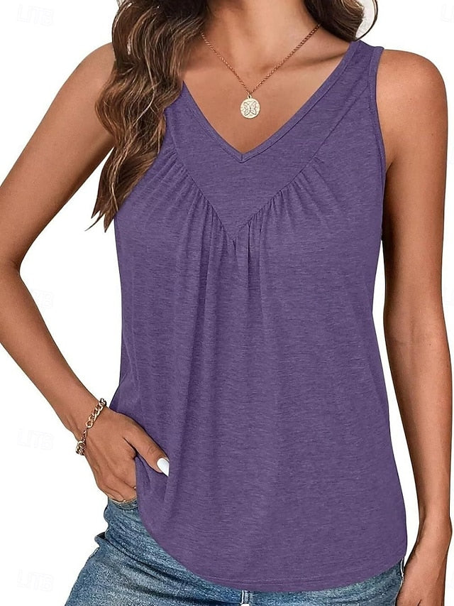Women's Tank Top Ruched Plain Fashion Stylish Classic