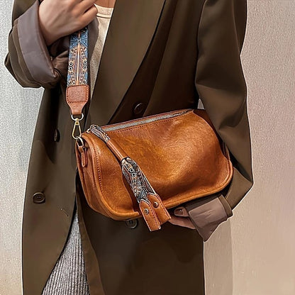 with Vintage Leather Bohemian Strap Handbag – PU Women's