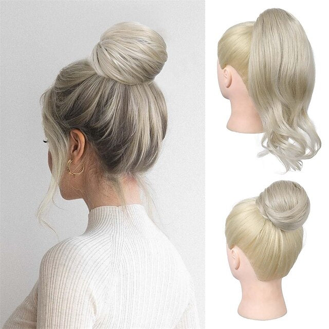 Messy Hair Bun Top Knot Clip in Bun Fake Hair Bun Ponytail