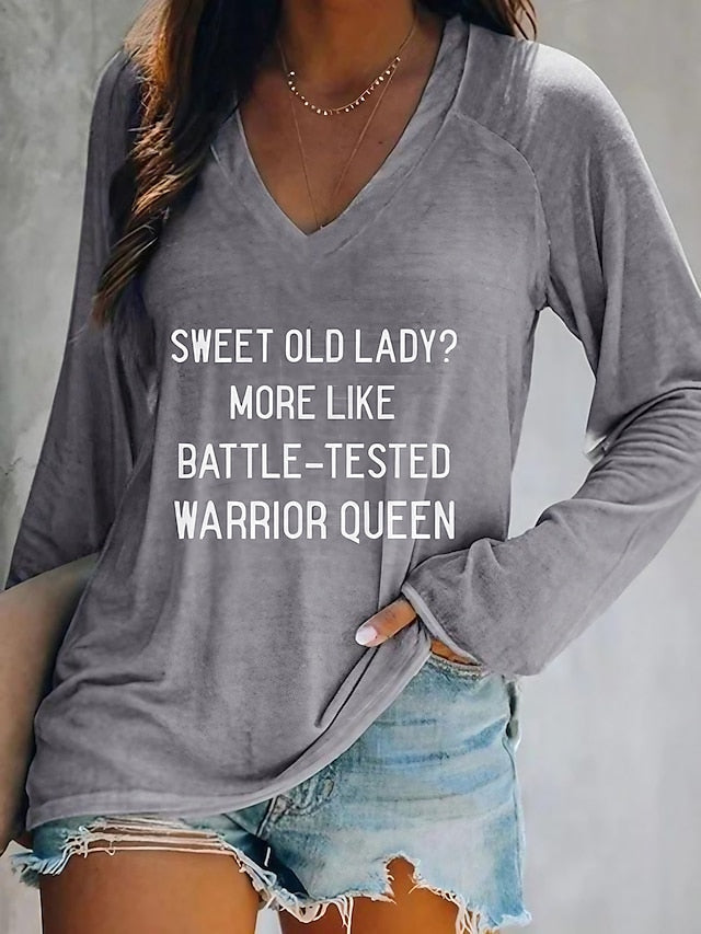 Women's T shirt Long Sleeve V Neck Long Sleeve Graphic