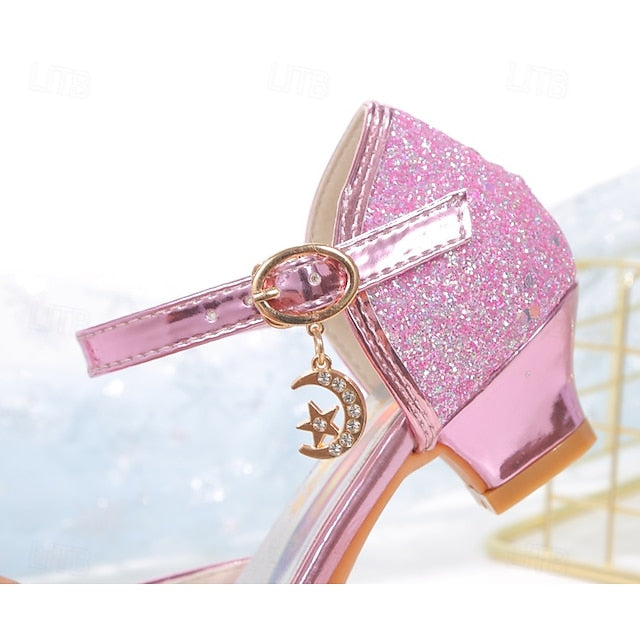 Princess – Girls' Silver Shoes Bowknot Sparkly Glitter