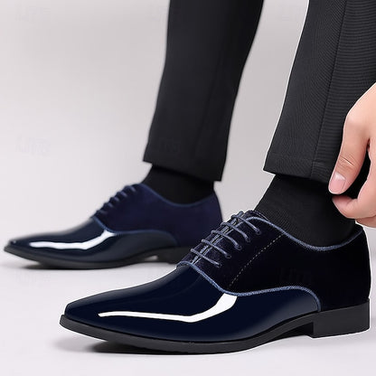 Shoes Oxford with Navy Leather Patent Men's Blue
