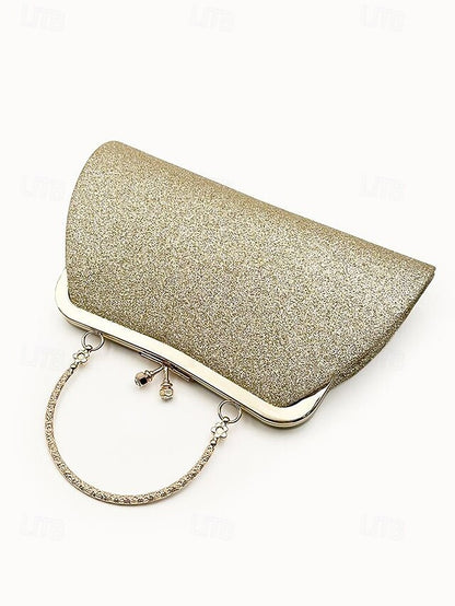 Glitter Clutch Pleated Vintage with Purse Evening Women's