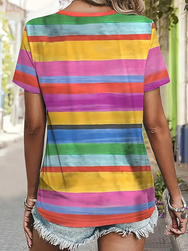 Women's T Shirt Summer Tops Print Graphic Striped Classic