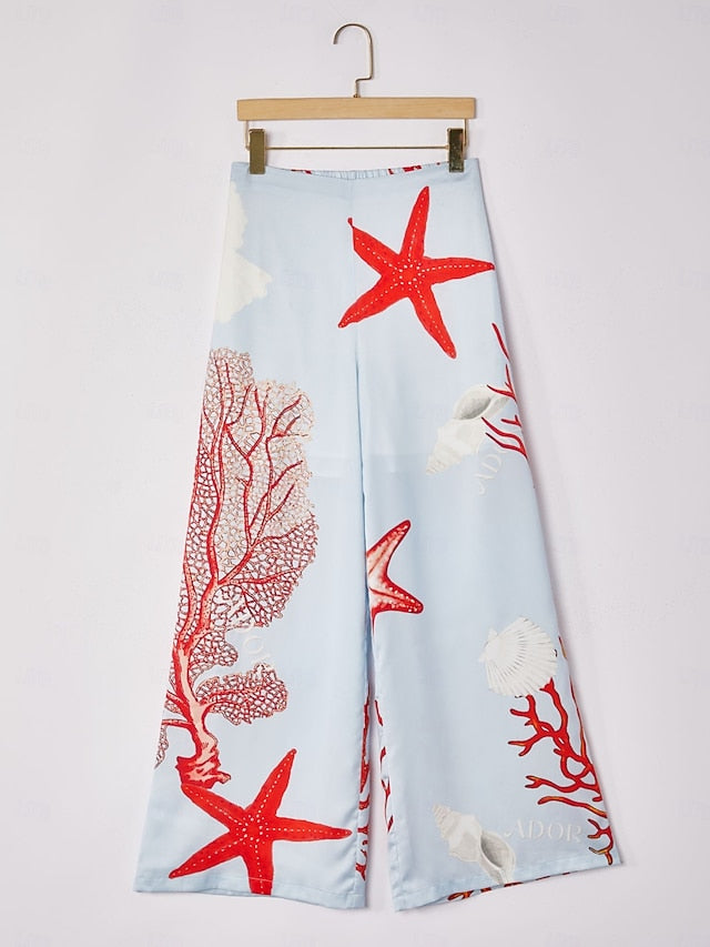 Vacation-Style Set With Ocean-Inspired Print