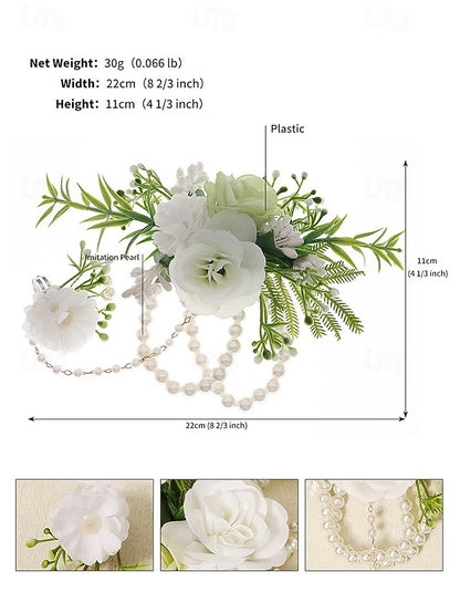 Set Floral – Pearls Jewelry Hand and with White Elegant Wrist