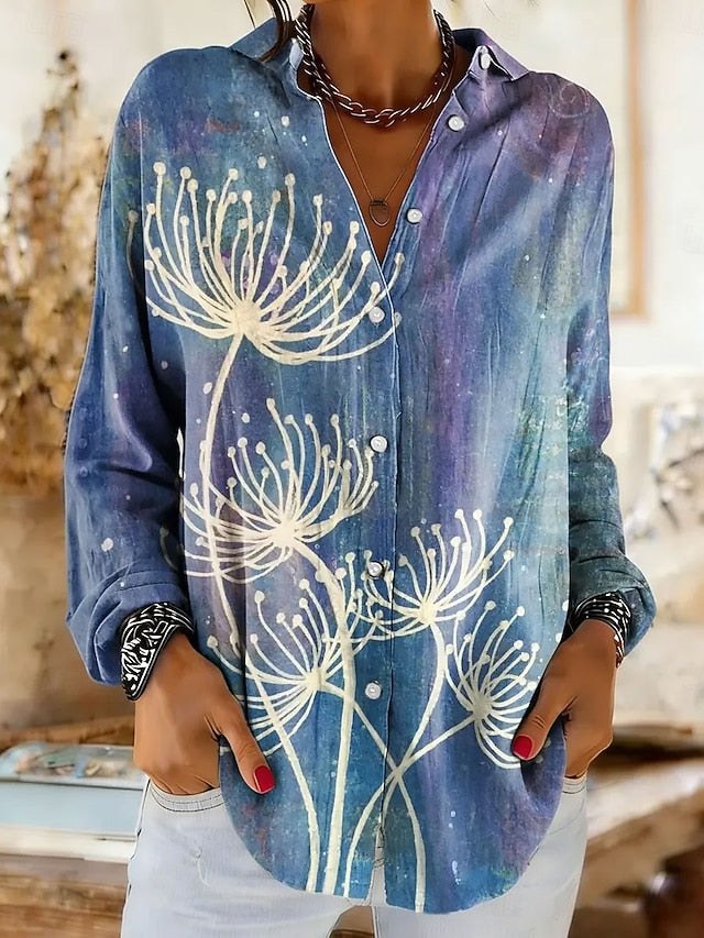 Women's Shirt Linen Like Breathable Lightweight Ombre