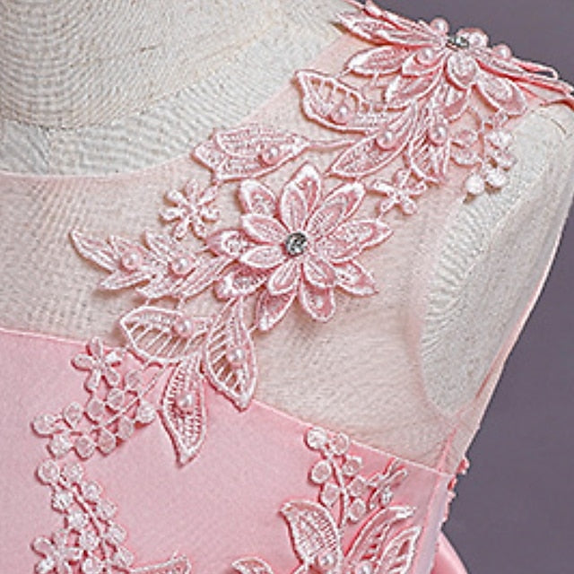 Girls' Dress Line Floral Colored Solid Kids A