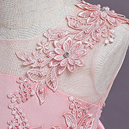 Girls' Dress Line Floral Colored Solid Kids A