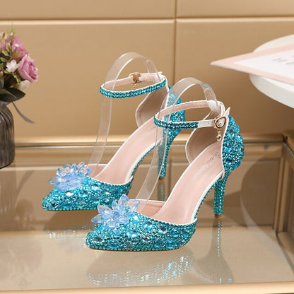 High – Rhinestone Heel Sandals Purple Elegant Women's
