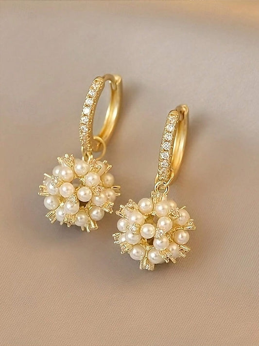 Pearl - String Plated Imitation Earrings Gold Women's