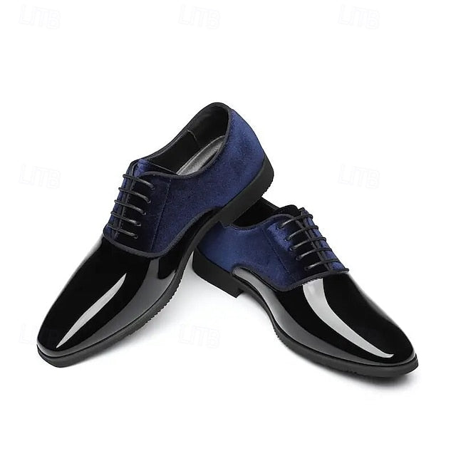 with Blue and Finish Glossy Velvet White Shoes Men's