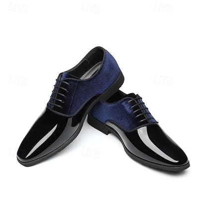 Velvet with and Shoes Glossy Blue Finish White Men's