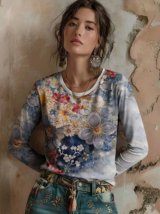 Women's Viking T Shirt Print Floral Graphic Bohemia Vintage