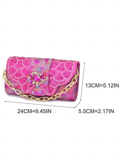 Women's Rhinestone and Gold Heels Matching Slingback Clutch